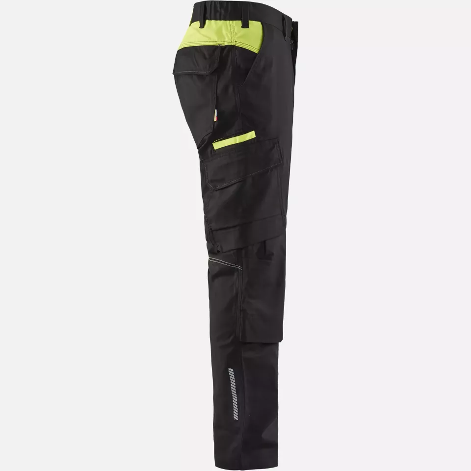Blaklader 144818329933, Industrie Stretch Arbeitshose mit Kniepolstertaschen, Schwarz/Gelb, image 2, gallery thumbnail