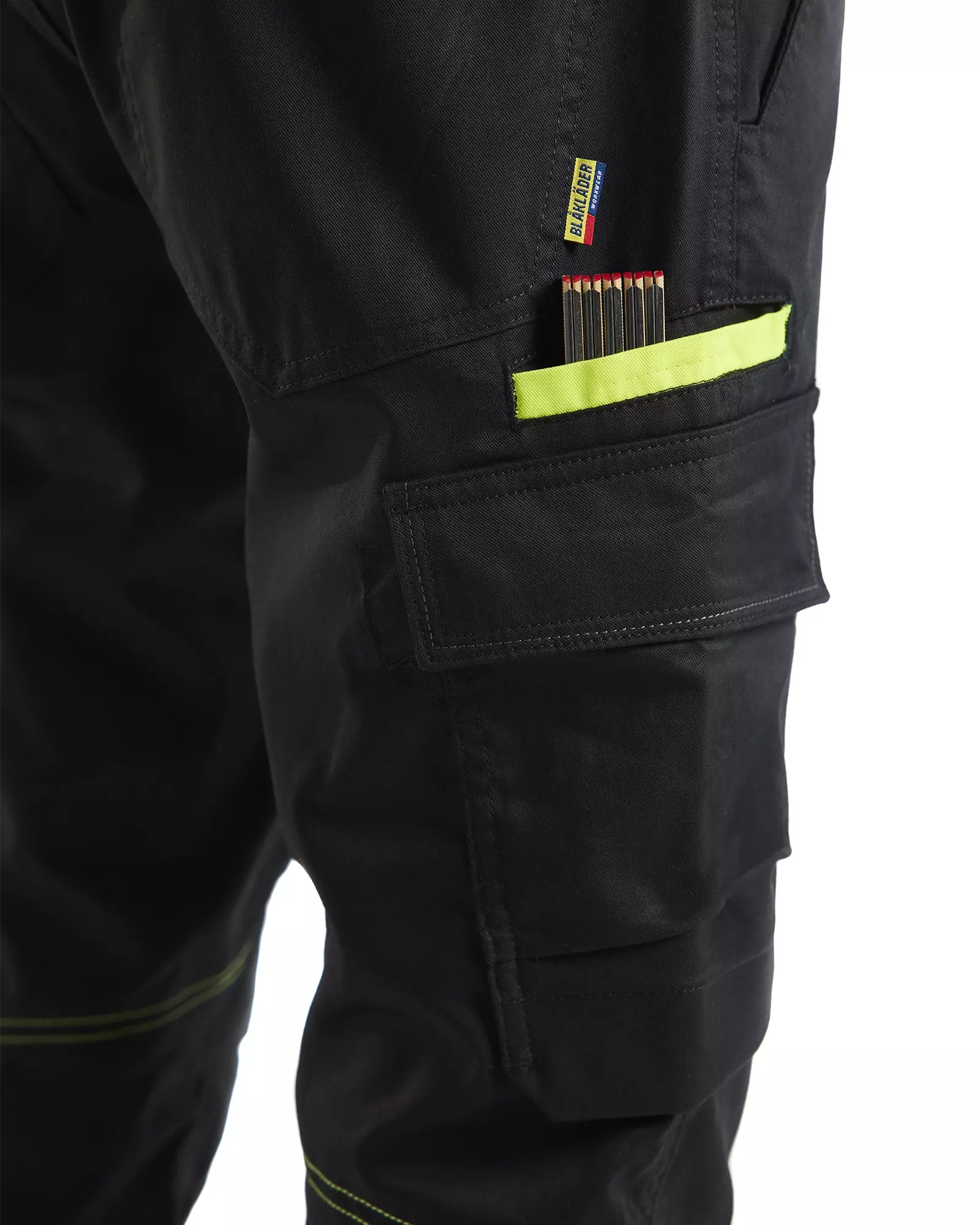 Blaklader 144818329933, Industrie Stretch Arbeitshose mit Kniepolstertaschen, Schwarz/Gelb, image 6