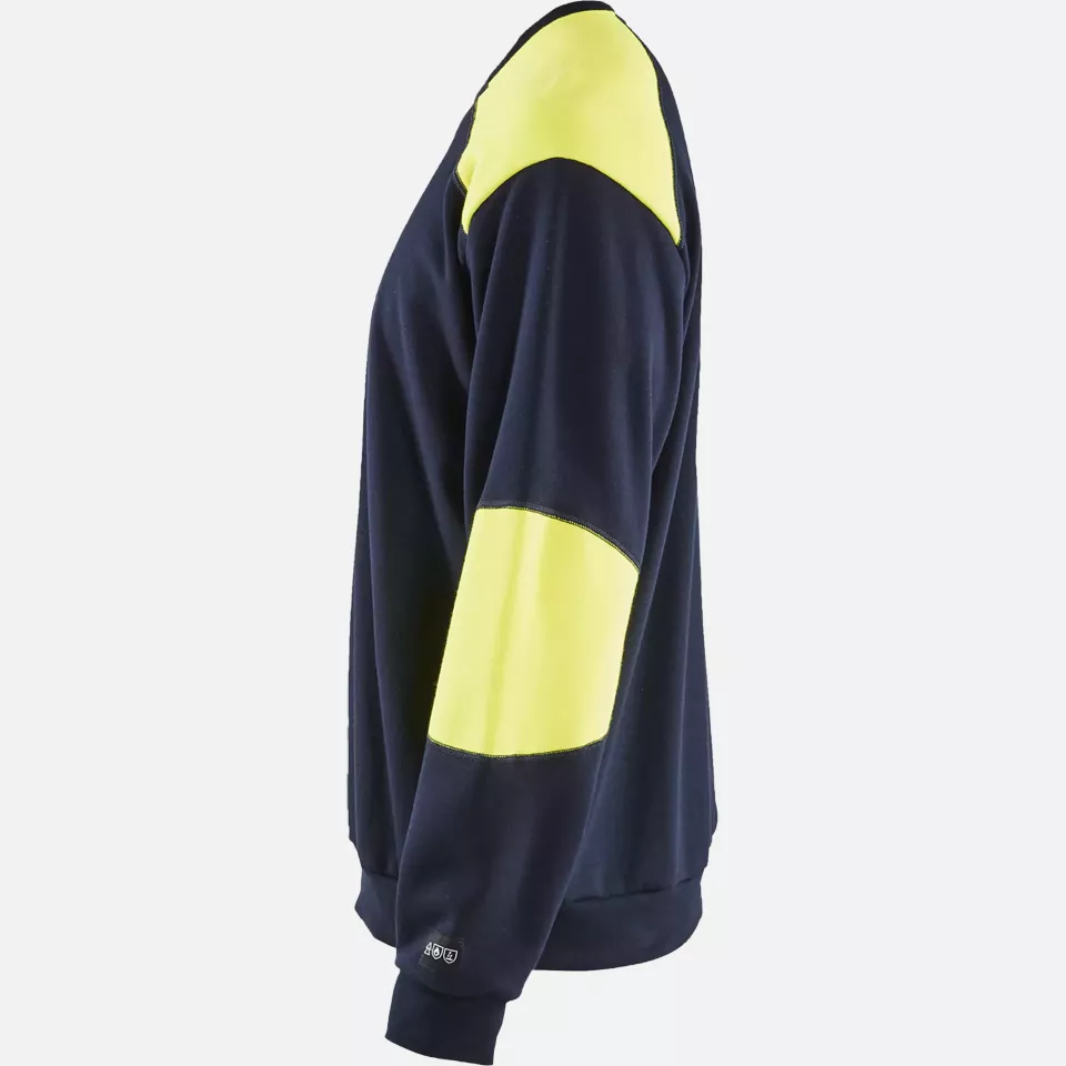 Blaklader 345817628933, Flame Resistant Sweatshirt, Navy/Yellow, image 3, gallery thumbnail