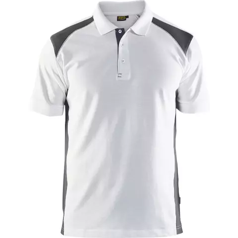 Blaklader Polo Shirt, White/Dark Grey