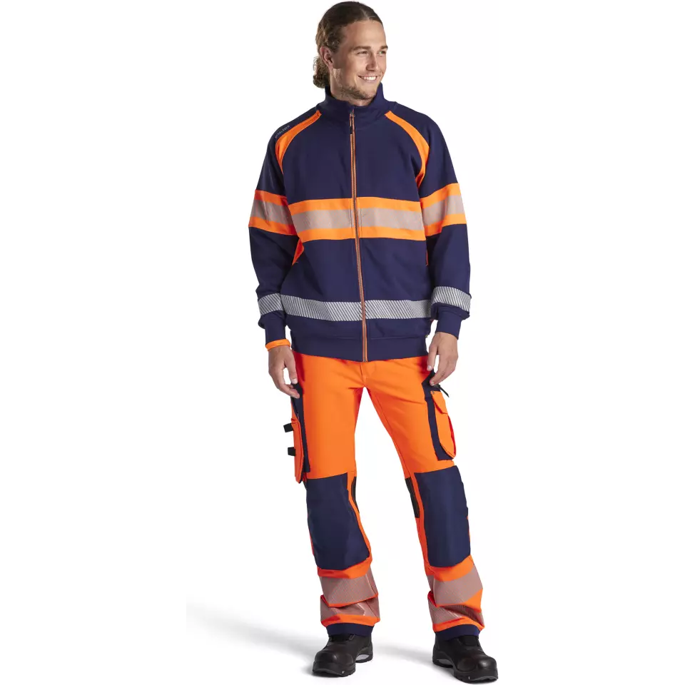 Blaklader 355111588953, High Vis Sweat Jacket, Navy Blue/Orange, image 5, gallery thumbnail