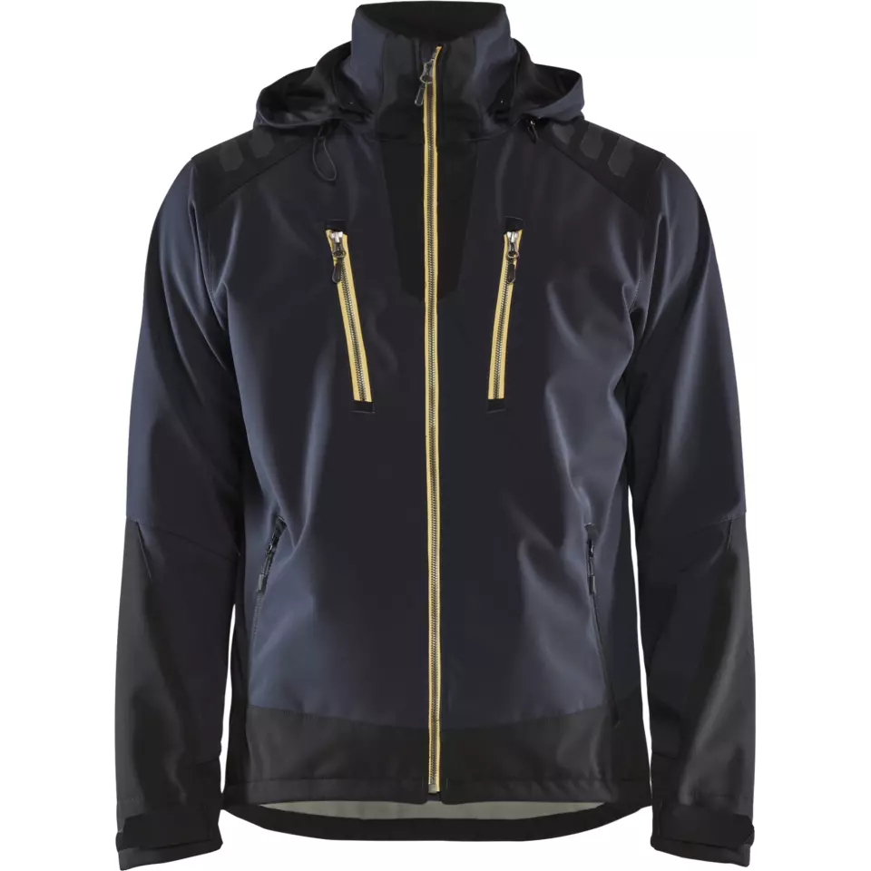 Blåkläder 474925138635, Softshell Jacket, Navy Blue/Yellow, image 1, gallery thumbnail
