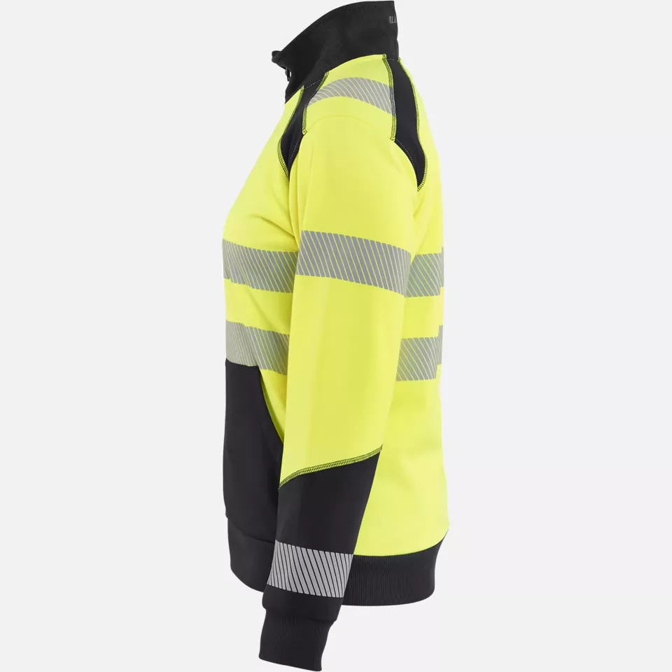 Blaklader 350825283399, High Vis Ladies Zip Sweatshirt, Yellow/Black, image 3, gallery thumbnail
