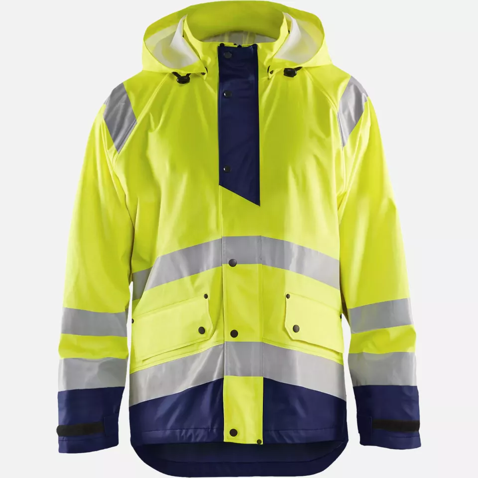 Blaklader 432320003389, High Vis Rain Jacket, Yellow/Navy Blue, image 2, gallery thumbnail