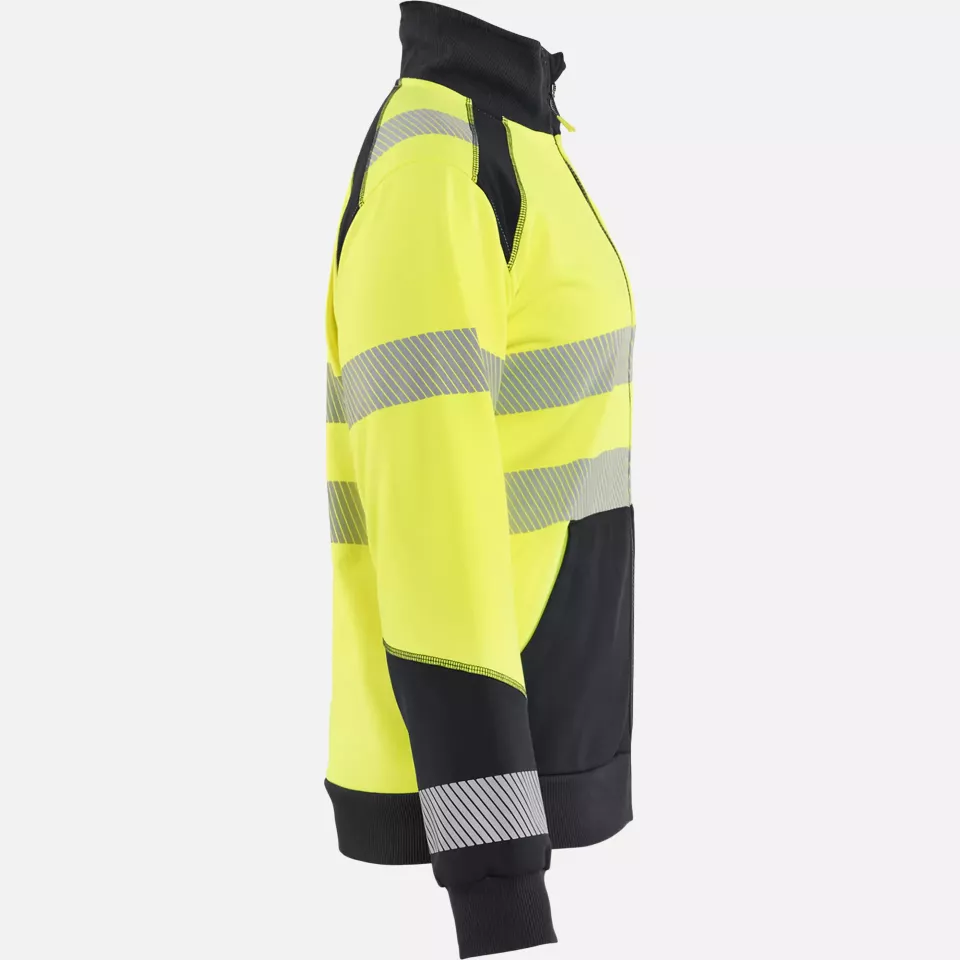 Blaklader 350825283399, High Vis Ladies Zip Sweatshirt, Yellow/Black, image 2, gallery thumbnail