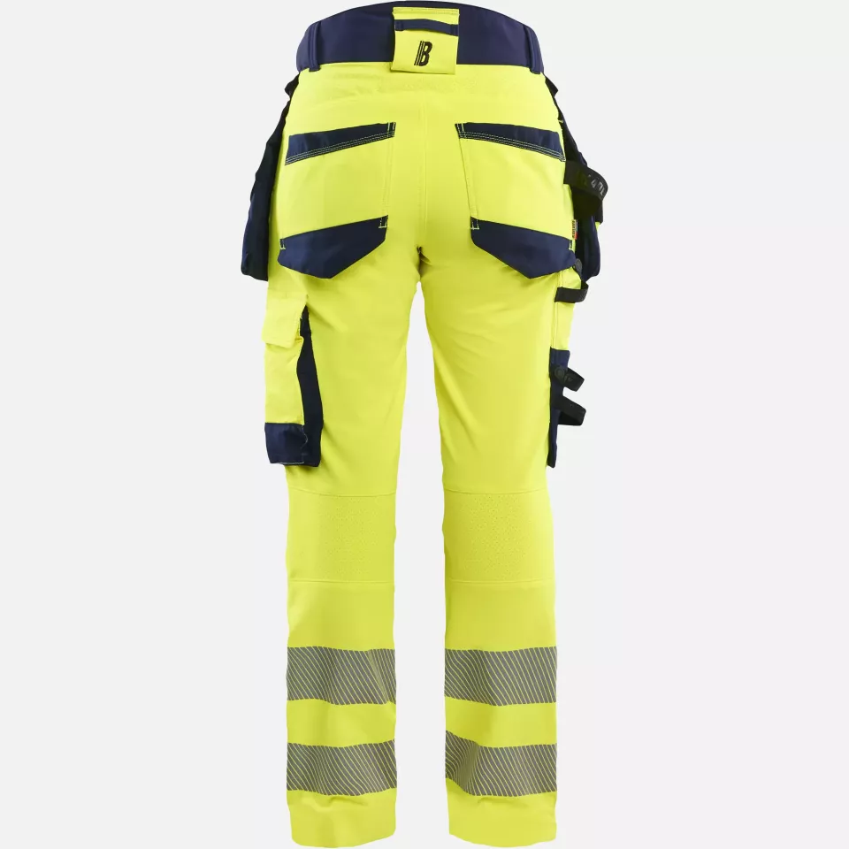 Blaklader 702216483389, High Vis Ladies 4-Way Stretch Trousers, Yellow/Navy Blue, image 4, gallery thumbnail