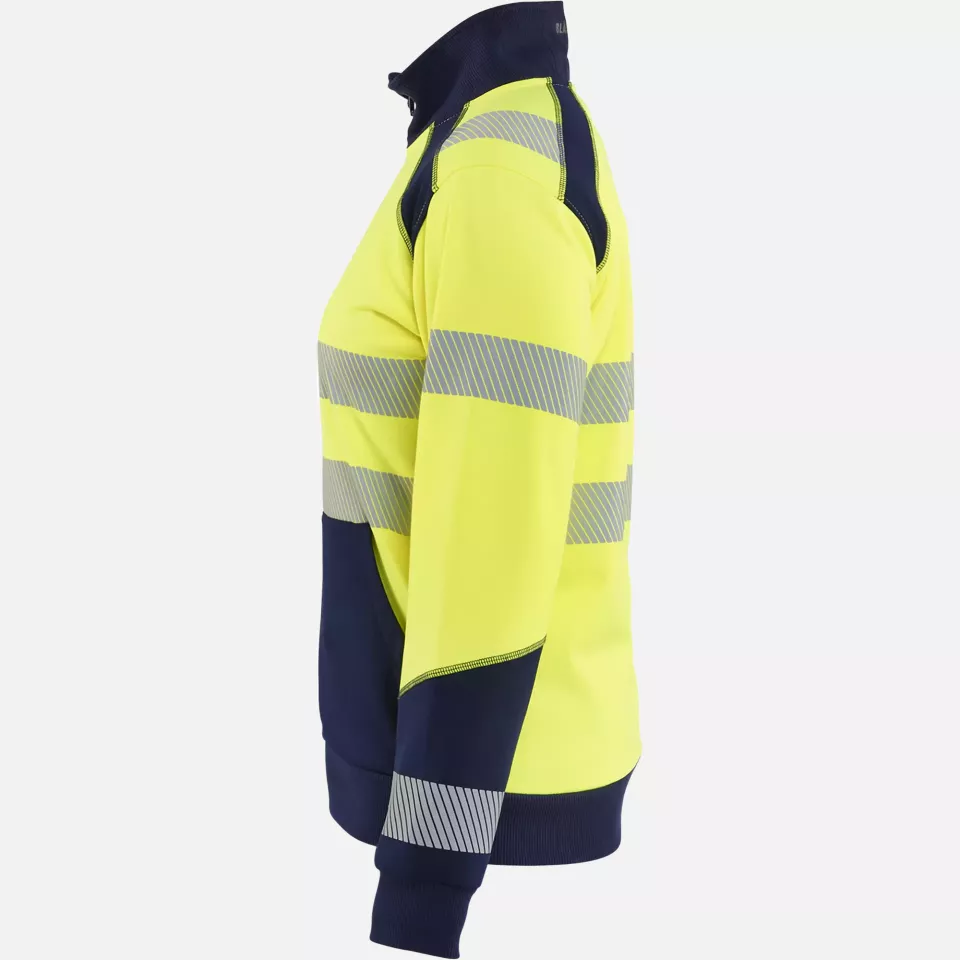 Blaklader 350825283389, High Vis Ladies Full Zip Sweatshirt, Yellow/Navy Blue, image 3, gallery thumbnail