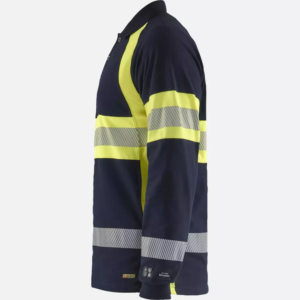 Blaklader 343817418933, Langarm Polo Shirt Multinorm, Marineblau/ Gelb, image 3, gallery thumbnail