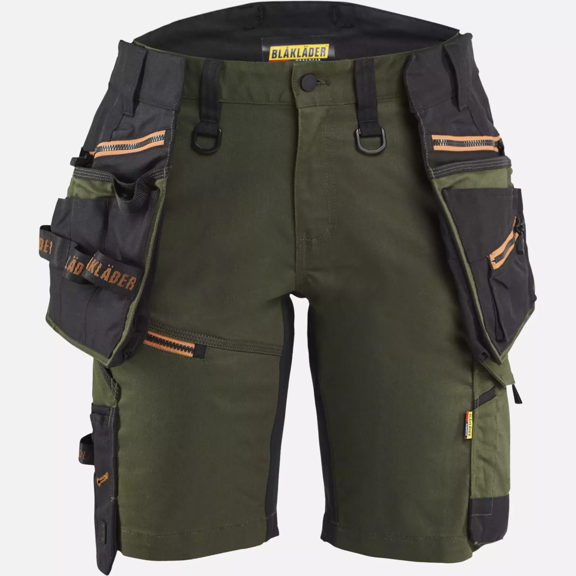 Blaklader 717511494240, STRIKER Ladies Stretch Craftsman Shorts, Forest Green/Rust, image 1