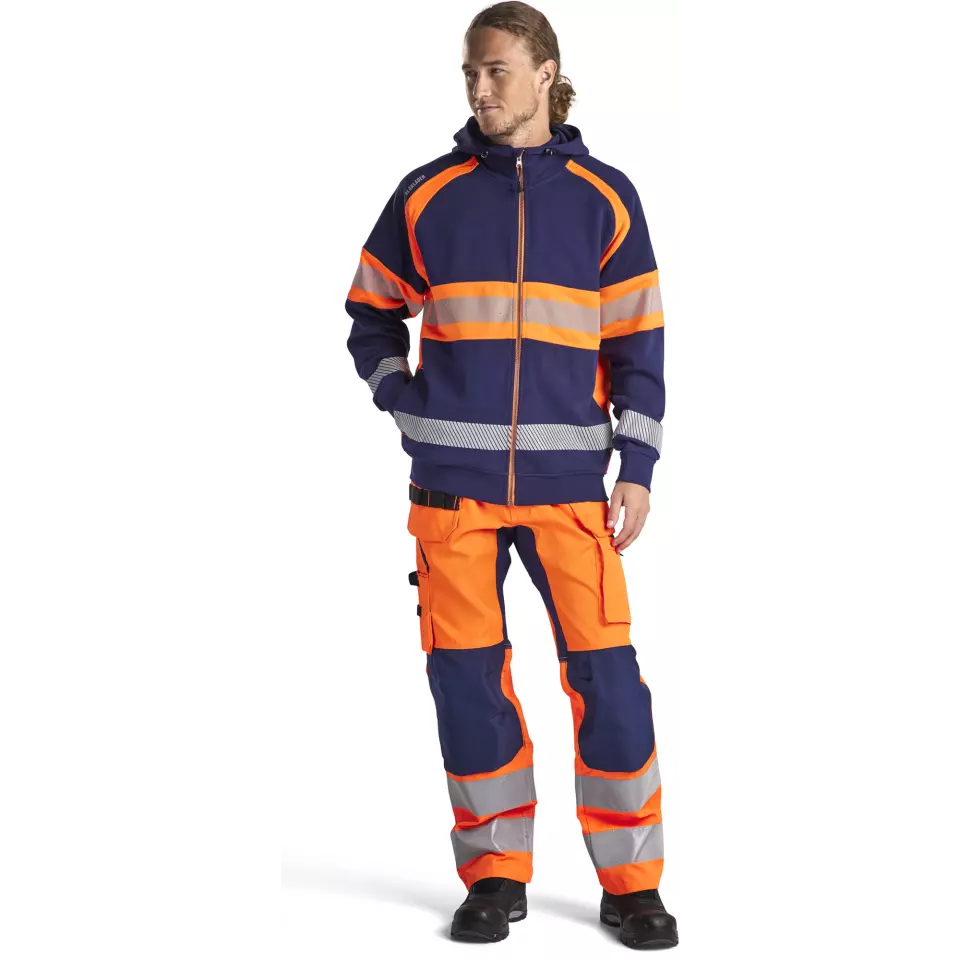 Blåkläder 355211588953, High Vis Hoodie Jacket, Navy Blue/Orange, image 5, gallery thumbnail