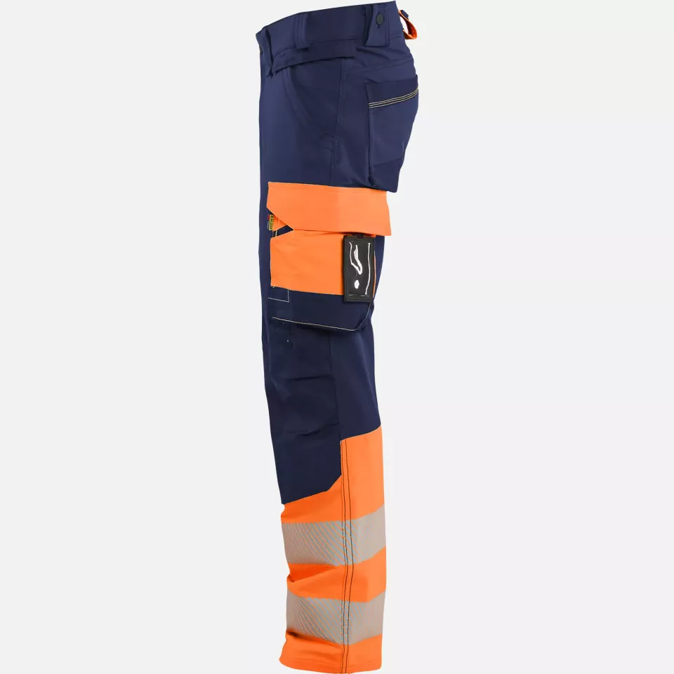 Blaklader 112616488953, Hi-Vis Work Trousers 4-Way Stretch, Navy/Orange, image 3, gallery thumbnail