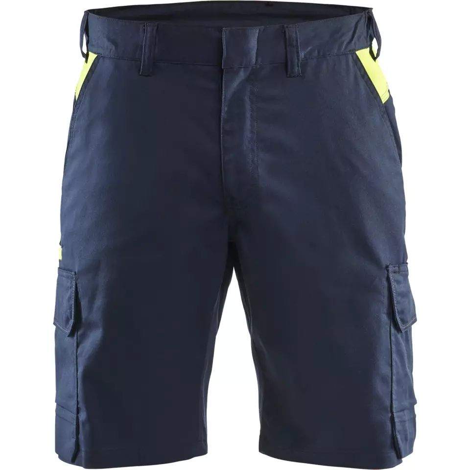Blaklader 144618328633, Industry Stretch Shorts, Dark Navy/Yellow, image 1, gallery thumbnail