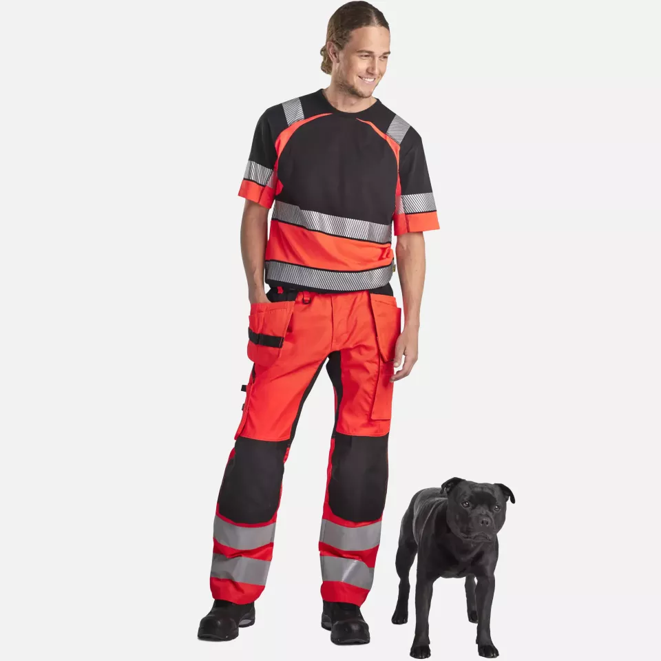 Blaklader 355211589955, High Vis Hooded Jacket, Black/High Vis Red, image 5, gallery thumbnail