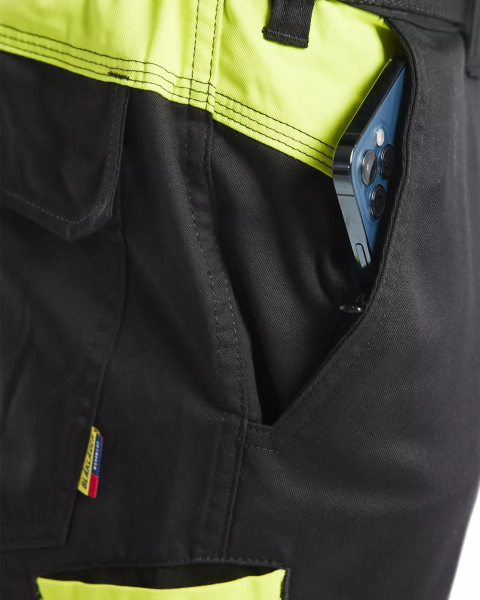 Blaklader 144818329933, Industrie Stretch Arbeitshose mit Kniepolstertaschen, Schwarz/Gelb, image 7, gallery thumbnail