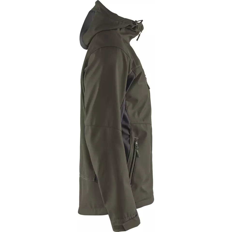 Blåkläder 475325164599, Hooded Softshell Jacket, Dark Olive Green/Black, image 2, gallery thumbnail