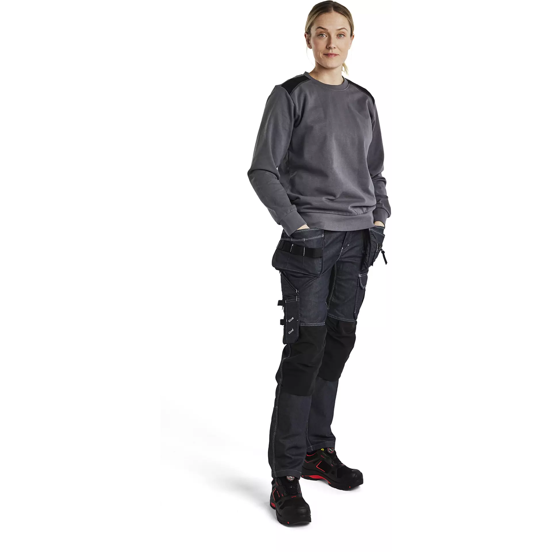 Blåkläder 340811589699, Ladies Sweatshirt, Medium Grey/Black, image 5