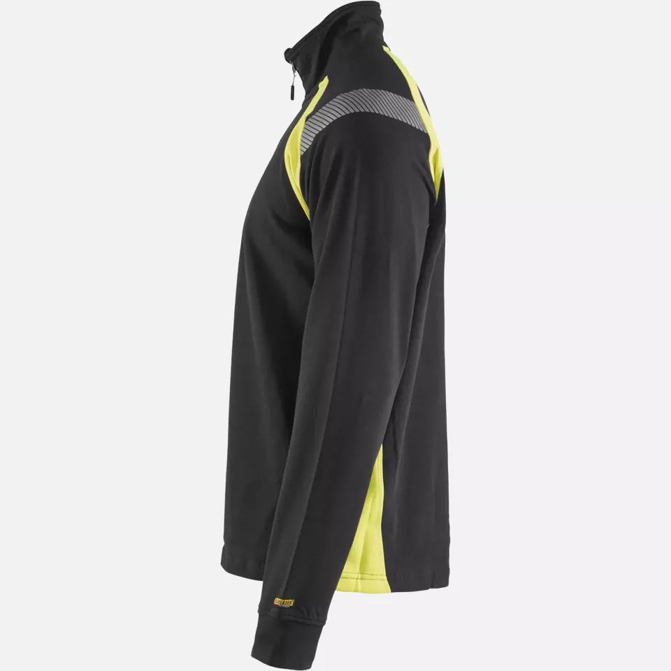 Blaklader 343211589933, Half-Zip Sweatshirt, Black/Yellow, image 3, gallery thumbnail