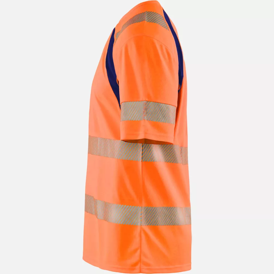 Blaklader 339710135389, High Vis UV Protection T-Shirt, Orange/Navy Blue, image 3, gallery thumbnail
