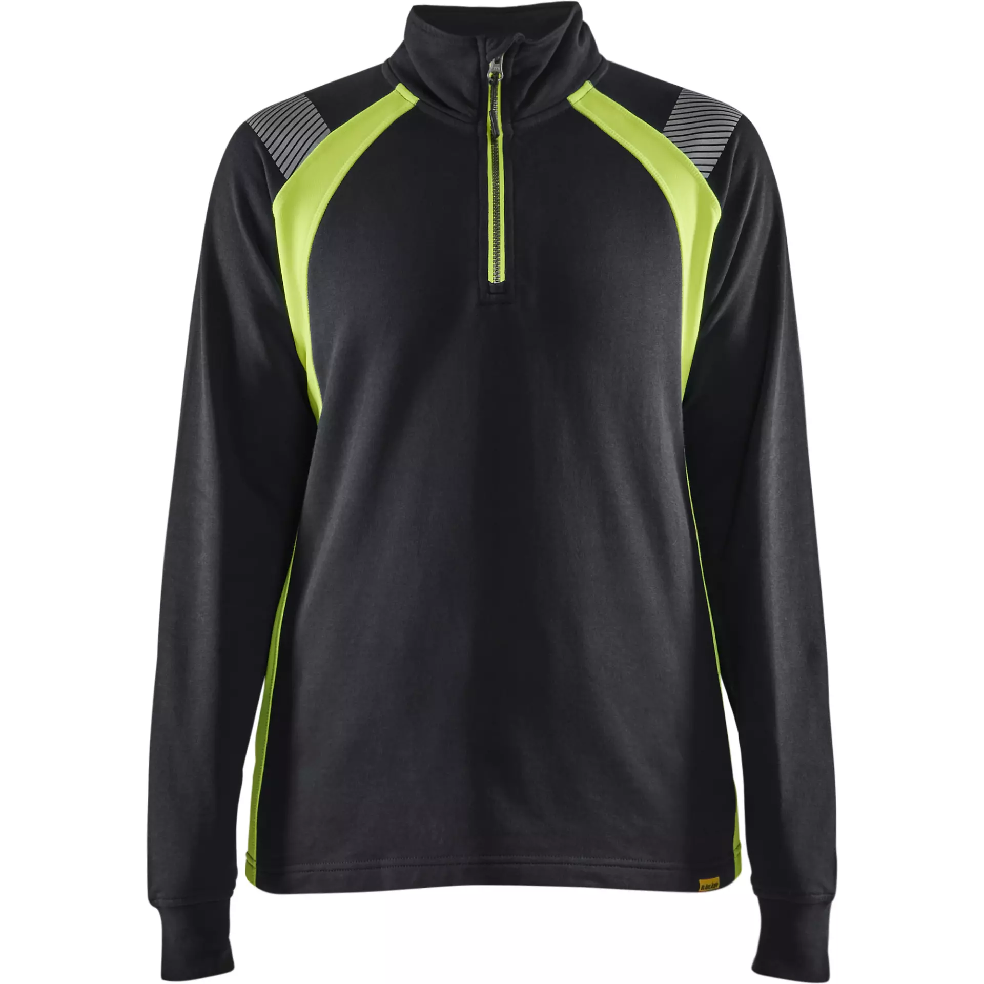 Blaklader 340311589933, Ladies Half Zip Sweatshirt, Black/Yellow, image 1