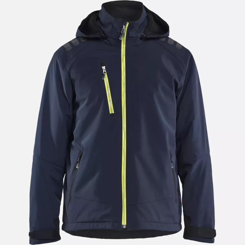 Blaklader 475025138633, Softshell Winter Jacket Lightly Lined, Dark Navy/High Vis Yellow, image 1, gallery thumbnail