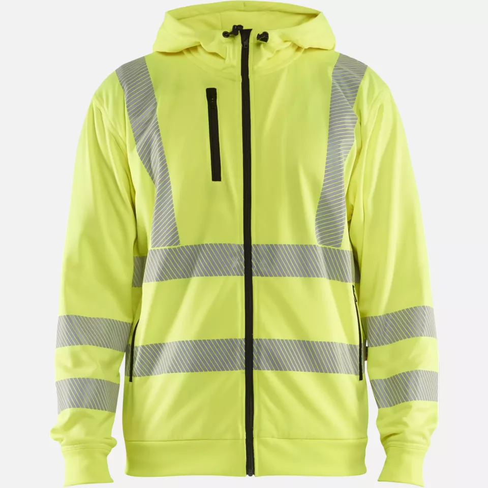 Blaklader 356525383300, High Vis Hooded Sweatshirt with Zip, Yellow, image 1, gallery thumbnail