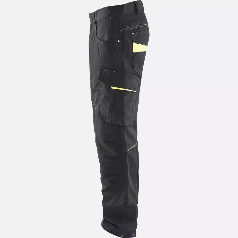 Blaklader 149513309933, Stretch Work Trousers, Black/Yellow, image 3, gallery thumbnail