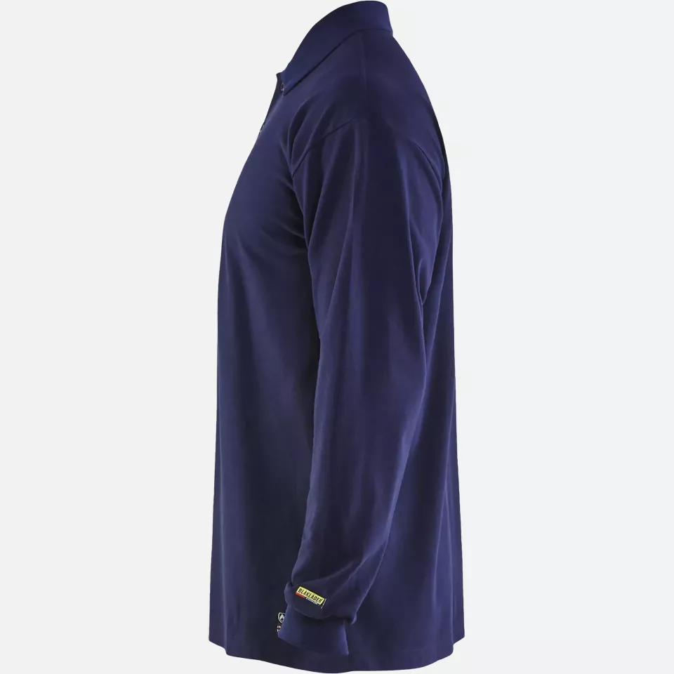 Blaklader 337417418900, Flame Resistant Long Sleeve Polo, Navy, image 3, gallery thumbnail
