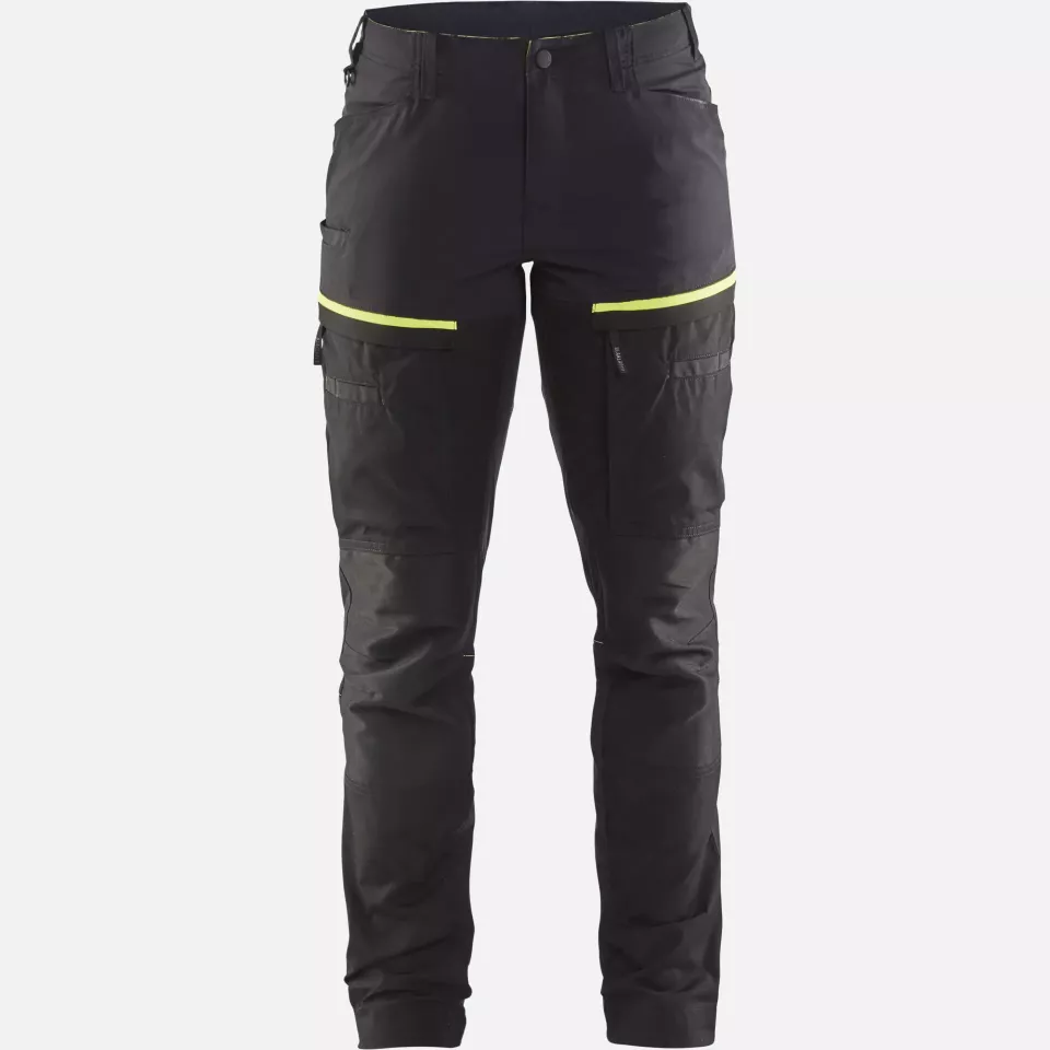 Blaklader 716618459933, Ladies Stretch Service Trousers, Black/Yellow, image 1, gallery thumbnail