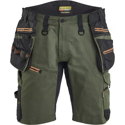 Blaklader STRIKER Stretch Craftsman Shorts, Forest Green/Rust
