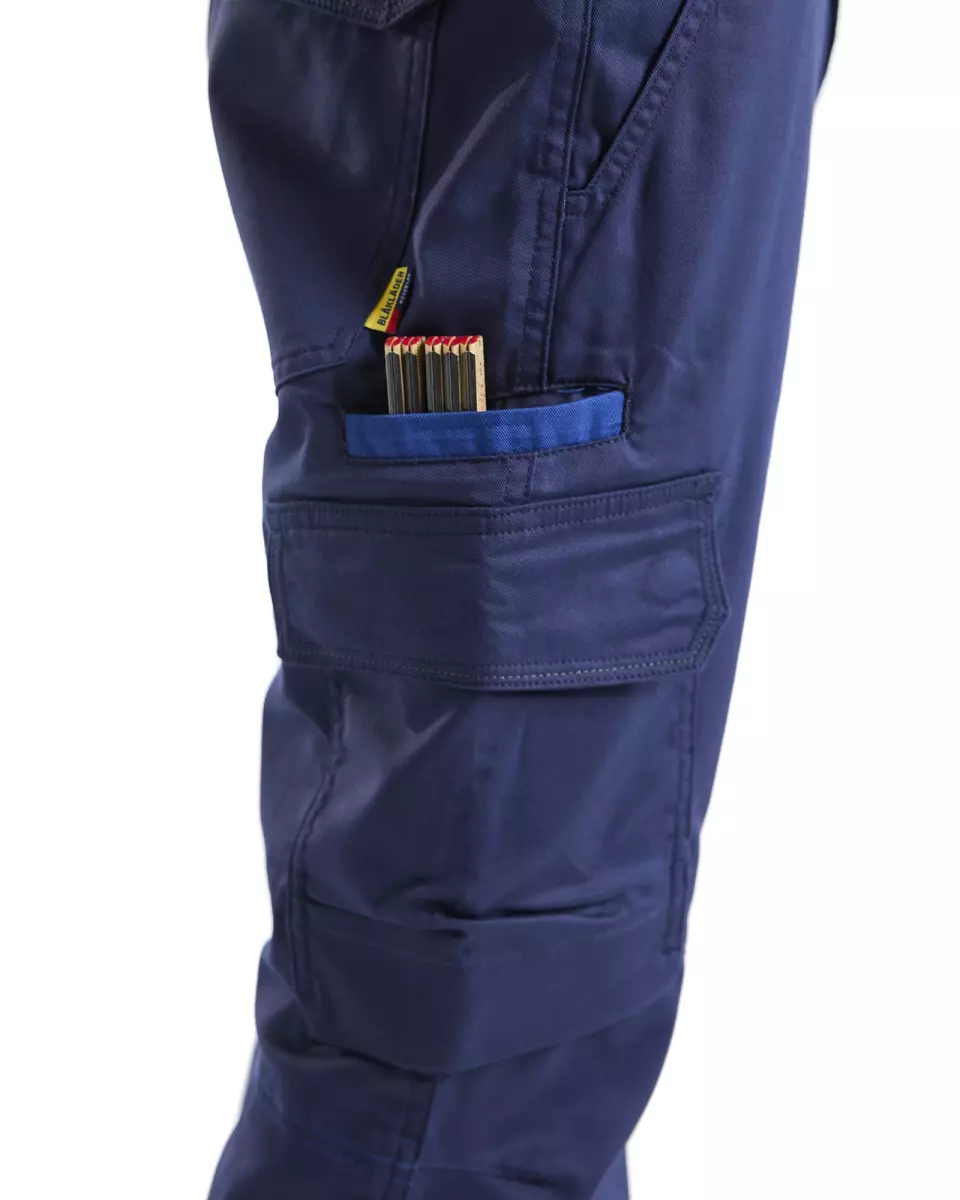 Blaklader 144818328985, Industry Stretch Work Trousers with Knee Pad Pockets, Navy Blue/Royal Blue, image 6, gallery thumbnail