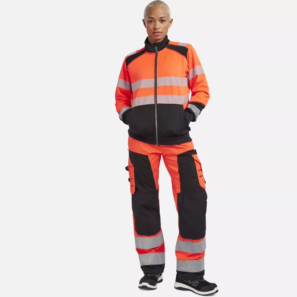 Blaklader 350825285599, High Vis Ladies Zip Sweatshirt, Red/Black, image 5, gallery thumbnail