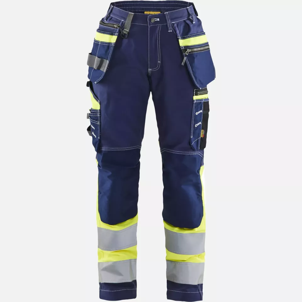 Blaklader 719613708833, High Vis Ladies Stretch Work Trousers, Navy Blue/Yellow, image 6, gallery thumbnail