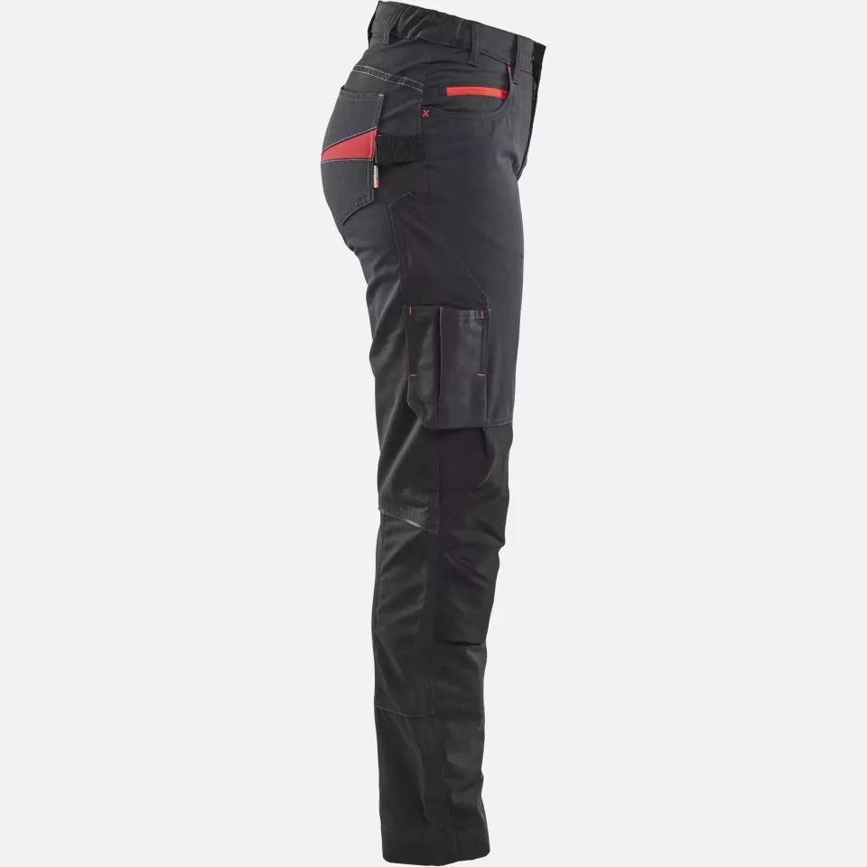 Blaklader 719513309956, Ladies Stretch Work Trousers, Black/Red, image 2, gallery thumbnail