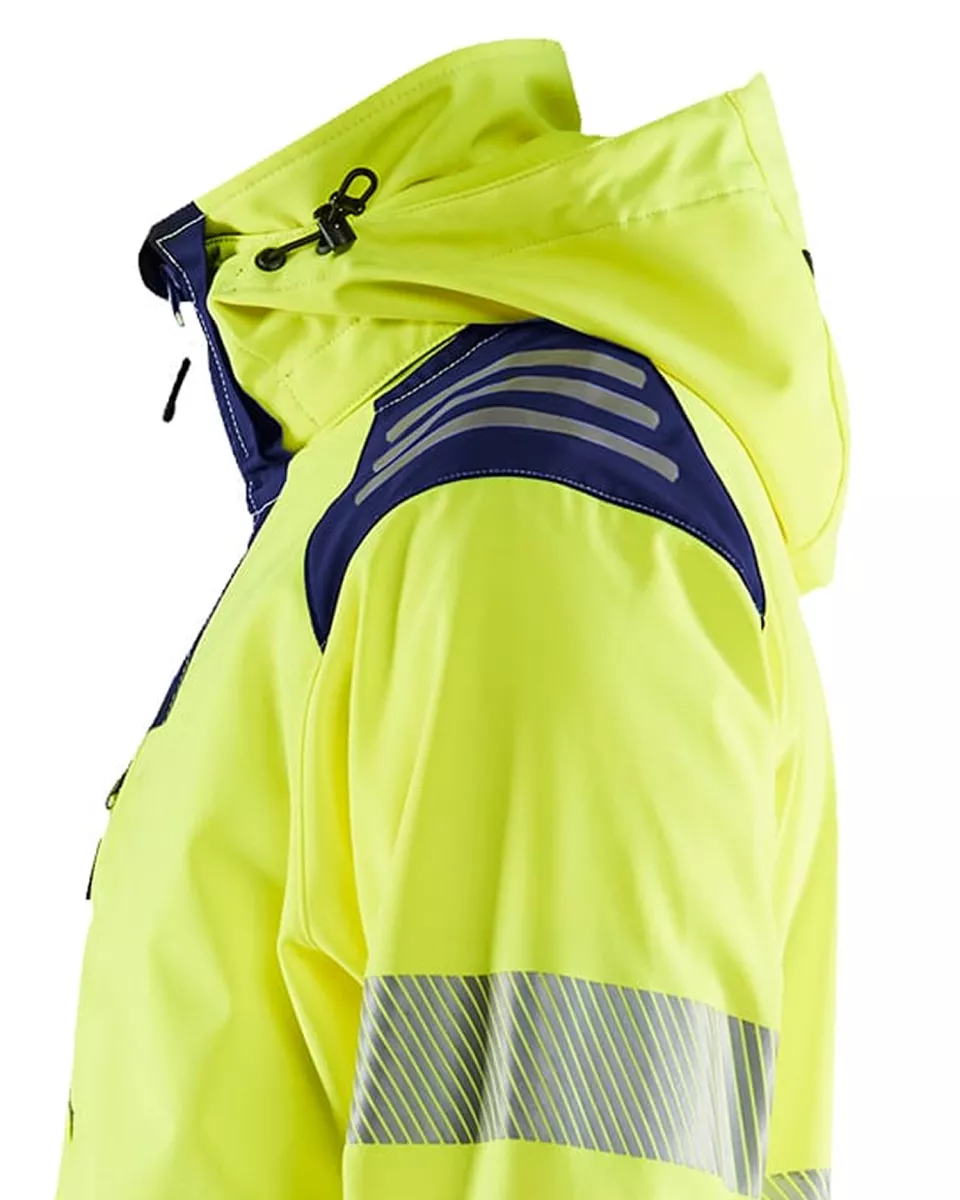 Blaklader 449125133389, High Vis Softshell Jacket, Yellow/Navy Blue, image 4, gallery thumbnail