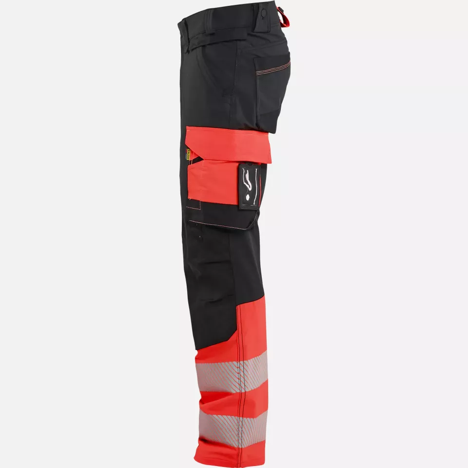 Blaklader 112616489955, Hi-Vis Work Trousers 4-Way Stretch, Black/Hi-Vis Red, image 3, gallery thumbnail