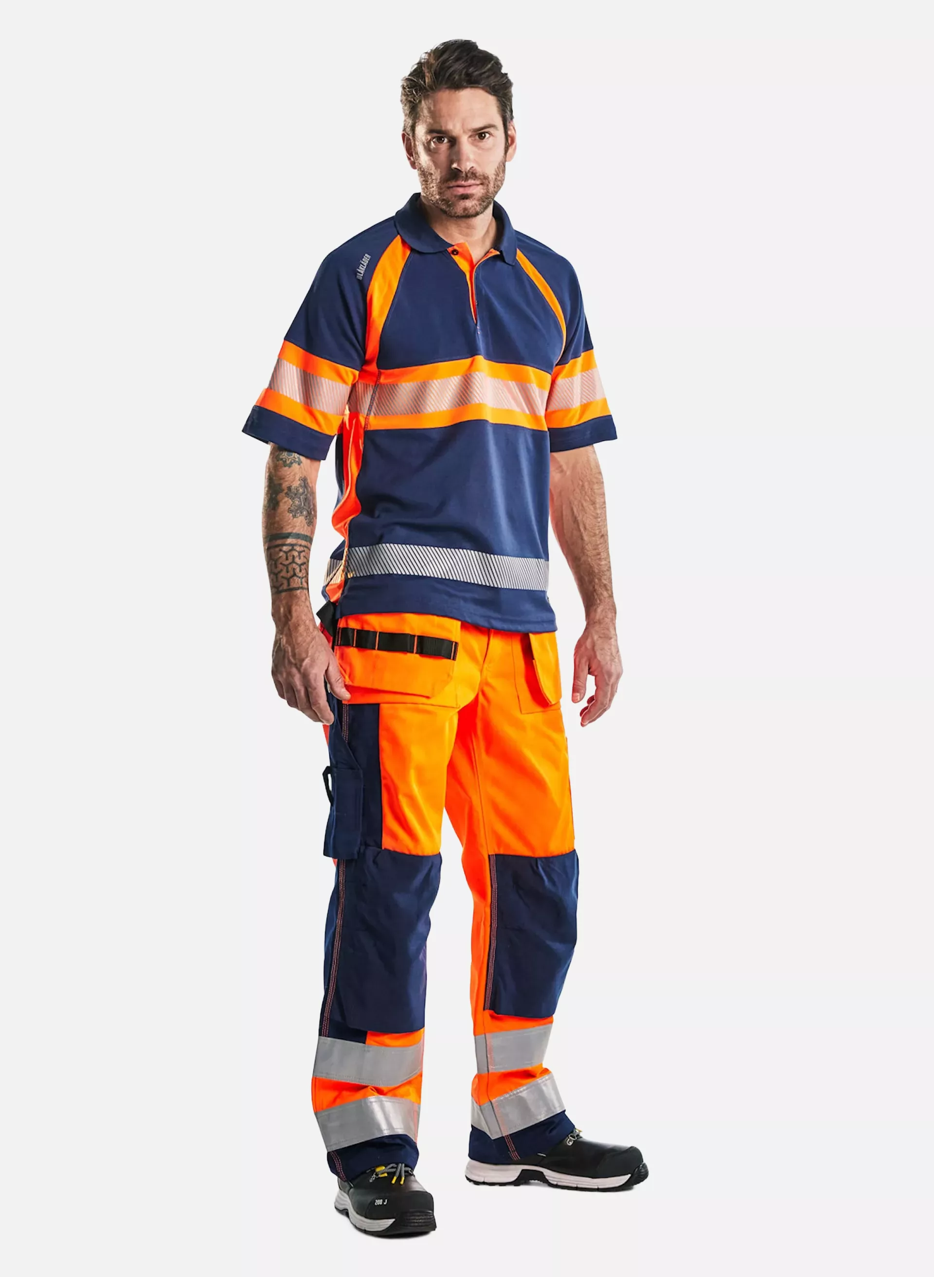 Blaklader 333810518953, High Vis UV Protection Polo Shirt, Navy Blue/Orange, image 5