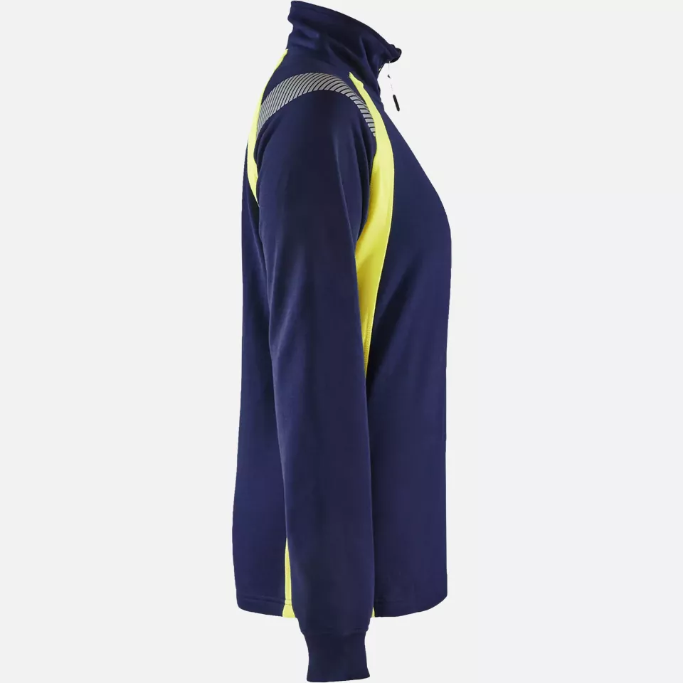 Blaklader 340311588933, Women's Half-Zip Sweatshirt, Navy/ Yellow, image 2, gallery thumbnail