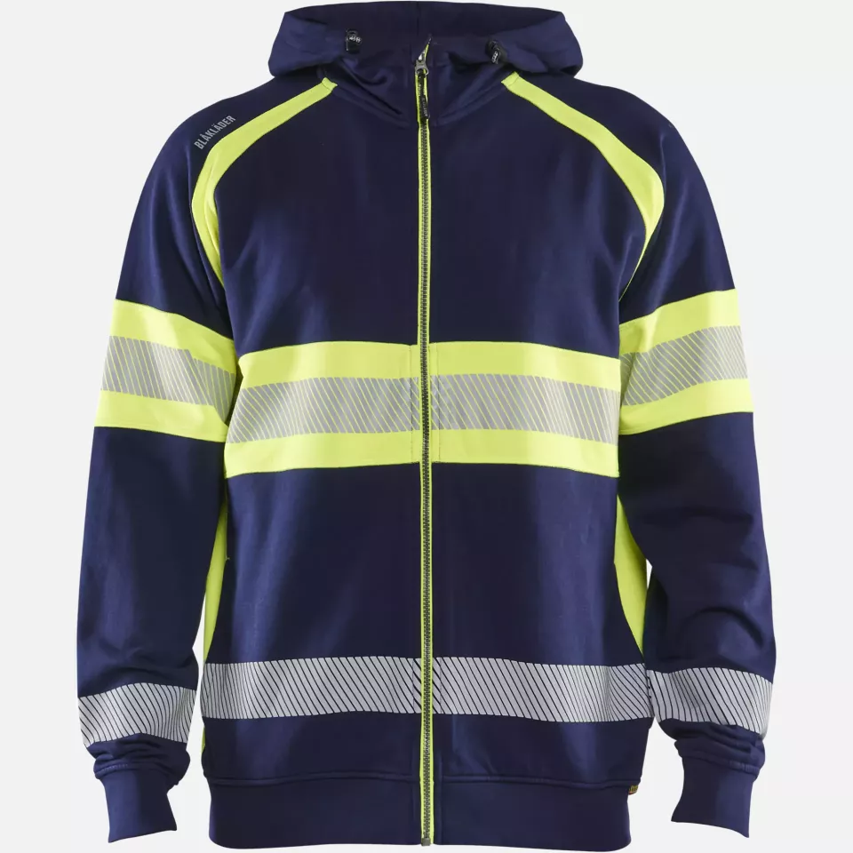Blaklader 355211588933, High Vis Hooded Jacket, Navy Blue/ Yellow, image 1, gallery thumbnail