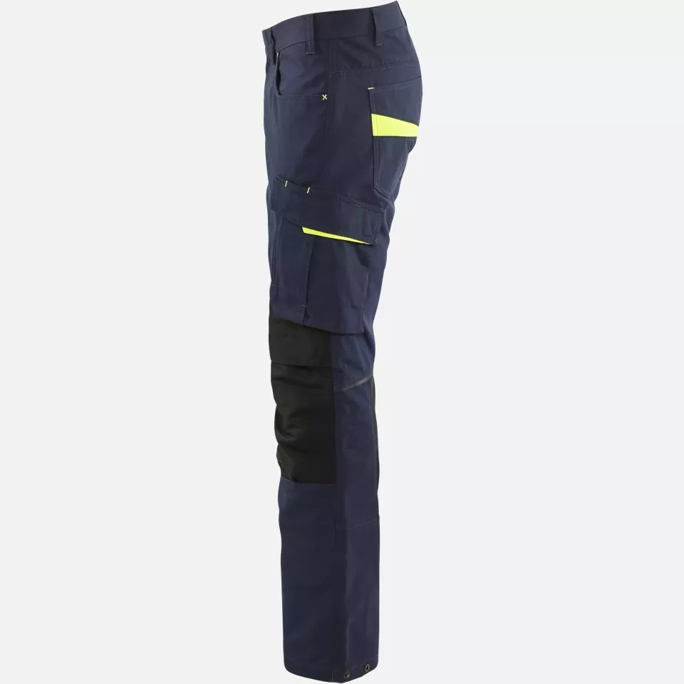 Blaklader 149513308633, Stretch Work Trousers, Dark Navy/Yellow, image 3, gallery thumbnail