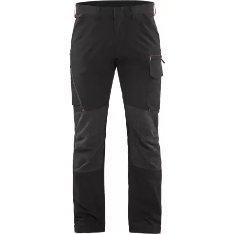 Blaklader 4-Way Stretch Service Work Trousers, Black/Red