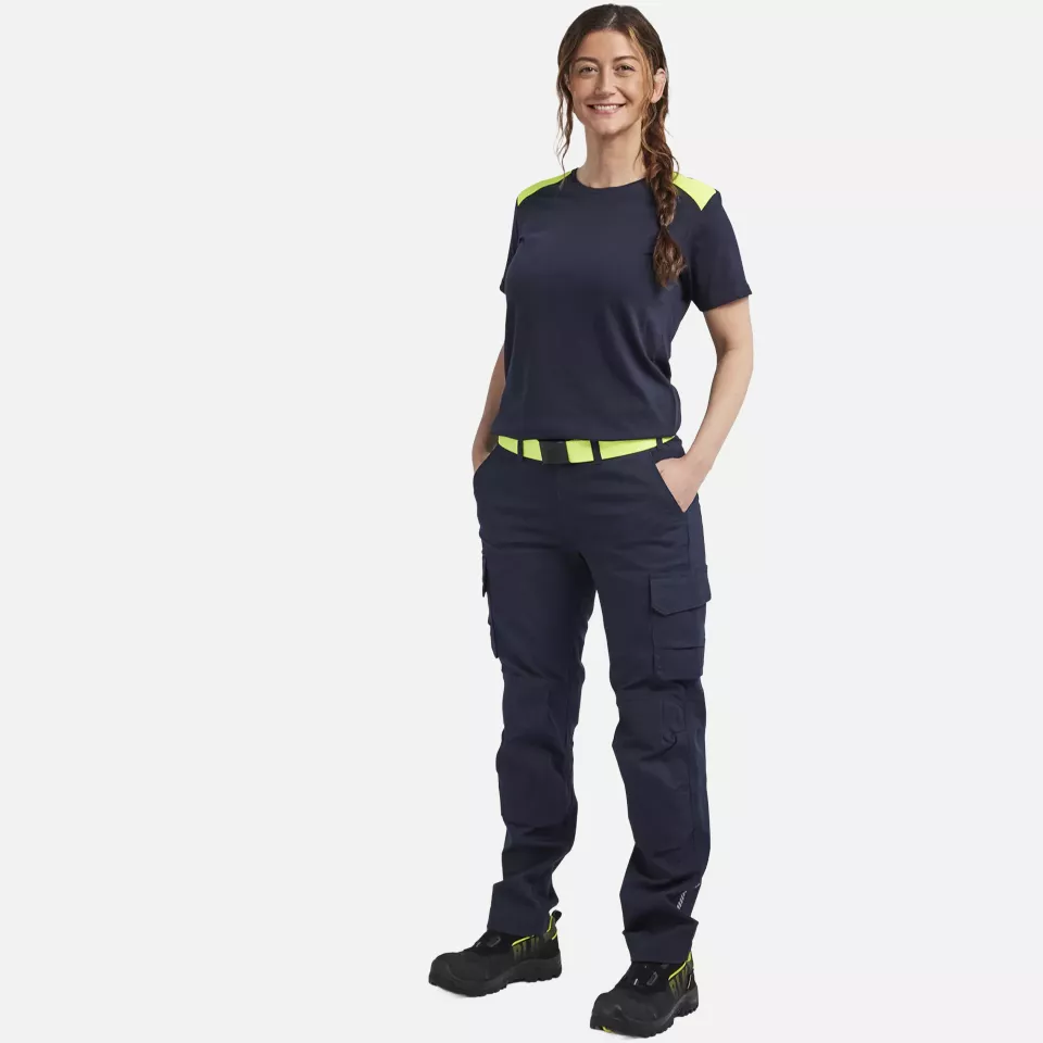 Blaklader 347910428633, Ladies T-Shirt, Dark Navy/Yellow, image 5, gallery thumbnail