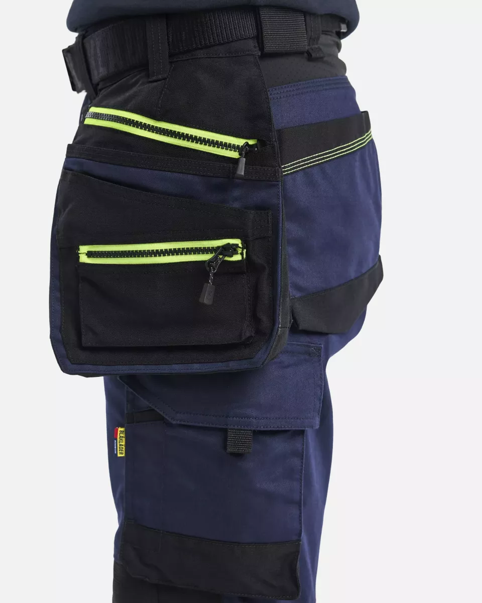 Blaklader 717011498633, STRIKER Women's Craftsman Work Trousers Stretch, Dark Navy/High Vis Yellow, image 5, gallery thumbnail