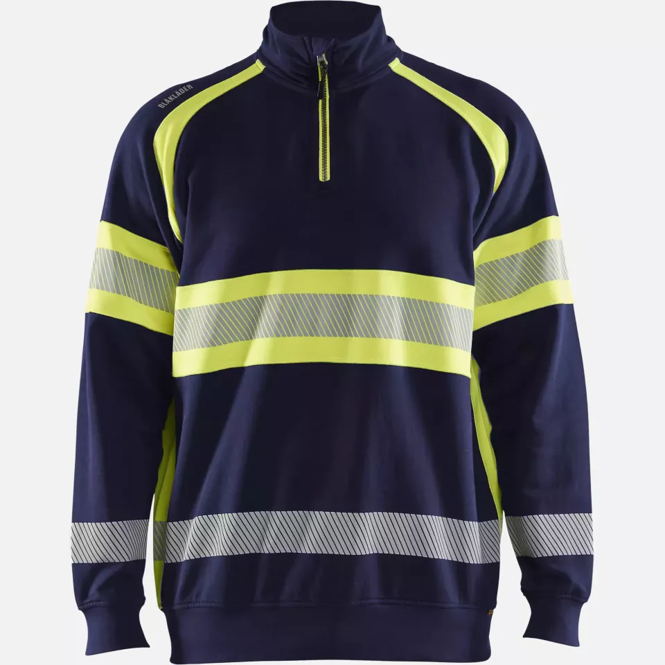 Blaklader 355311588933, High Vis Sweatshirt, Navy/ Yellow, image 1, gallery thumbnail