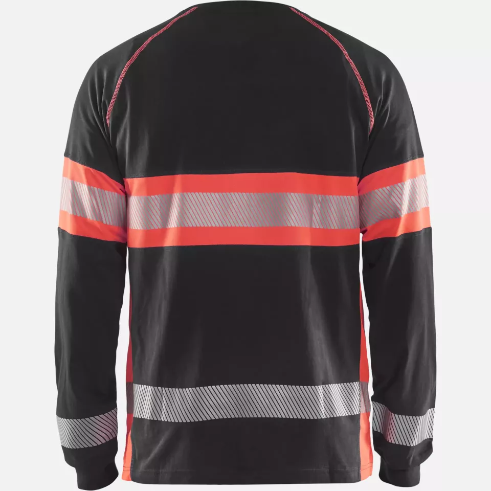 Blaklader 351010309955, Long Sleeve High Vis Shirt, Black/High Vis Red, image 4, gallery thumbnail