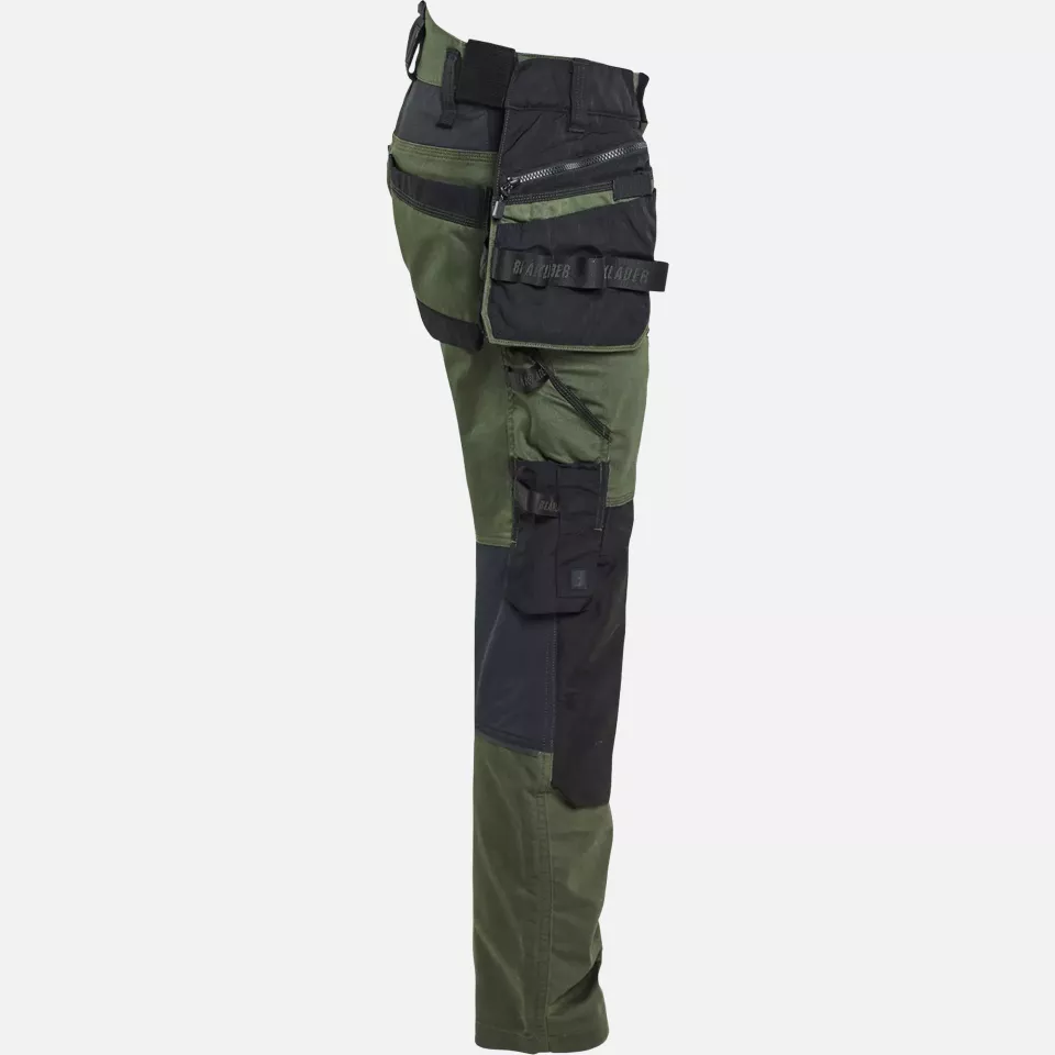 Blaklader 197011494298, STRIKER Stretch Craftsman Work Trousers, Forest Green/Black, image 2, gallery thumbnail
