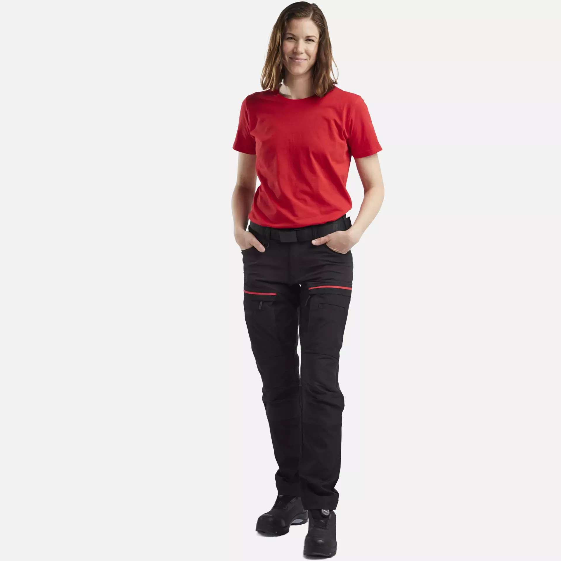 Blaklader 716618459956, Ladies Stretch Service Trousers, Black/Red, image 4