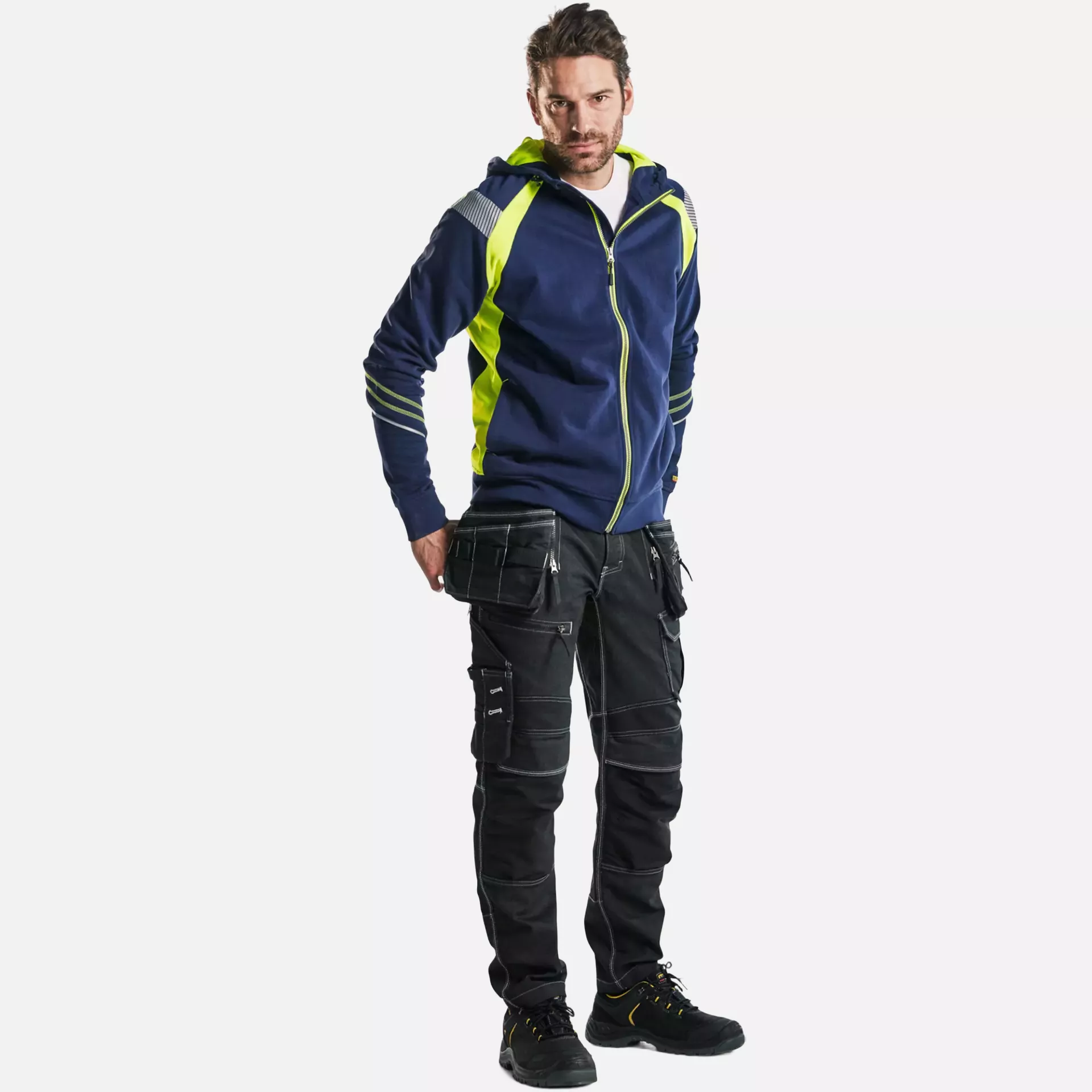 Blaklader 343311588933, Zip Sweatshirt, Navy/ Yellow, image 5