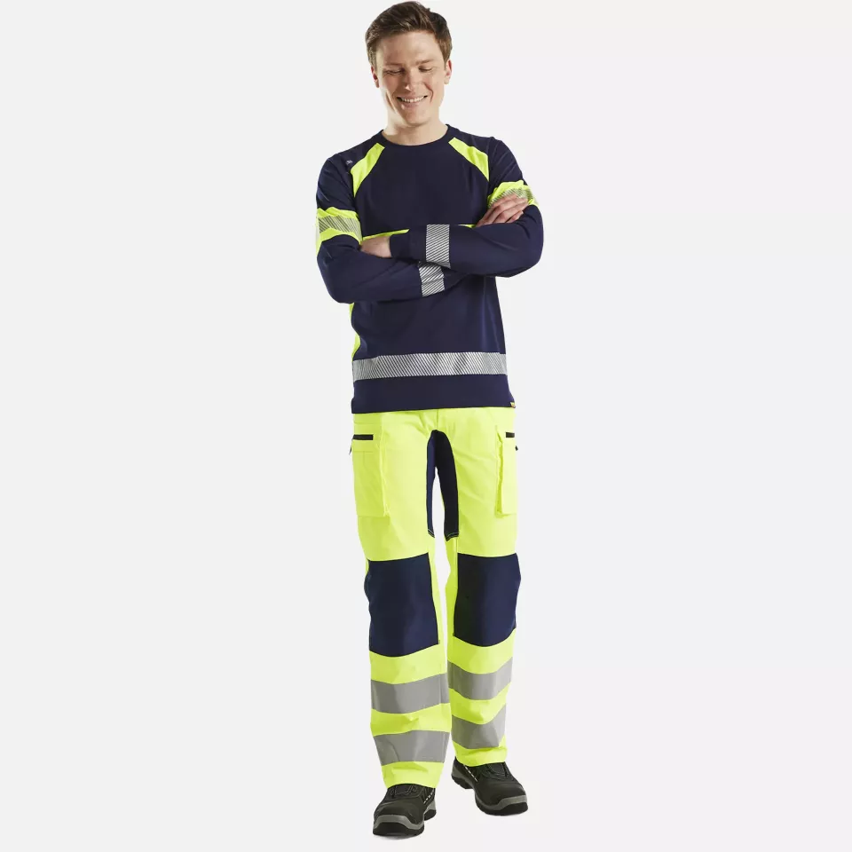 Blaklader 351010308833, High Vis Long Sleeve Shirt, Navy Blue/Yellow, image 5, gallery thumbnail