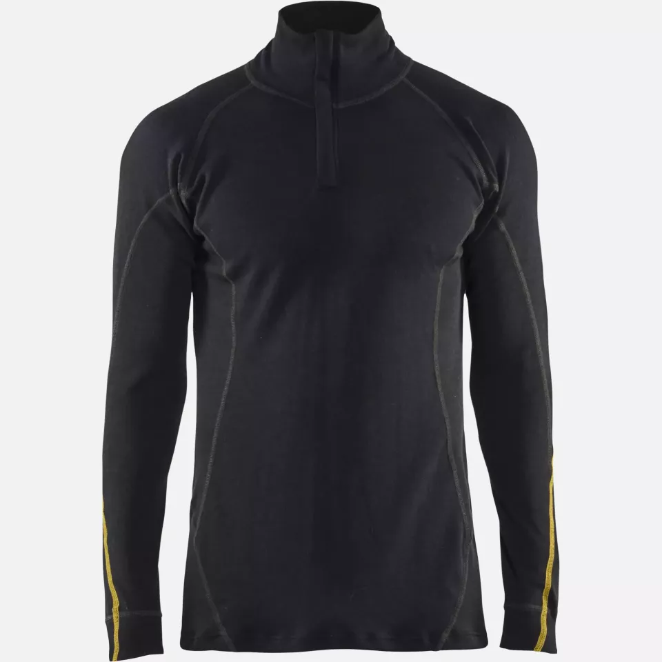 Blaklader 479610759900, Merino Wool Flame Resistant Half-Zip Undershirt, Black, image 1, gallery thumbnail
