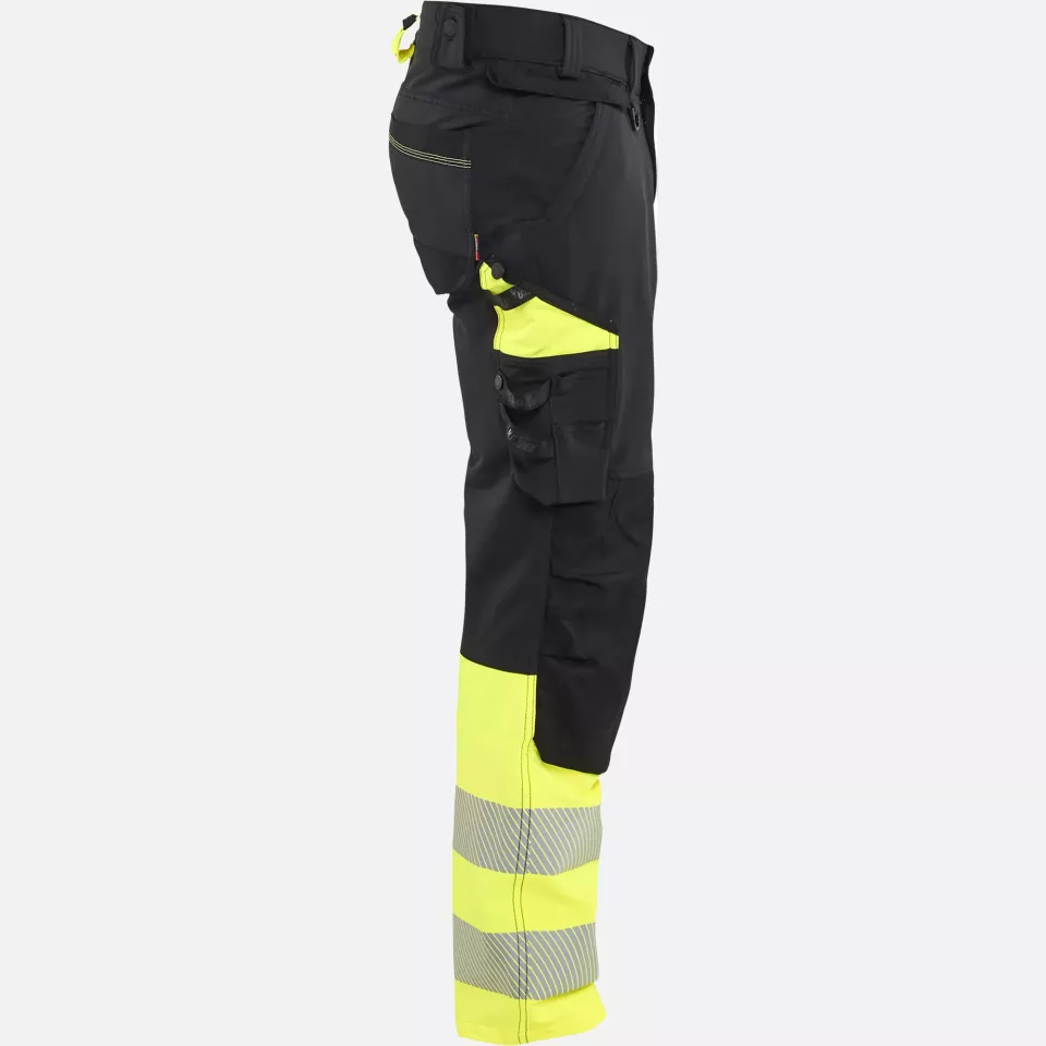 Blaklader 112616489933, Hi-Vis Work Trousers 4-Way Stretch, Black/Hi-Vis Yellow, image 2, gallery thumbnail